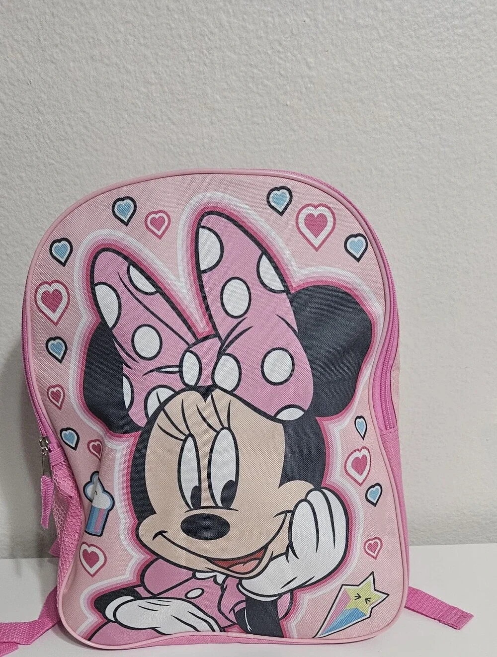 Disney Pink Minnie Mouse Kids Backpack with Polka Dot Bow